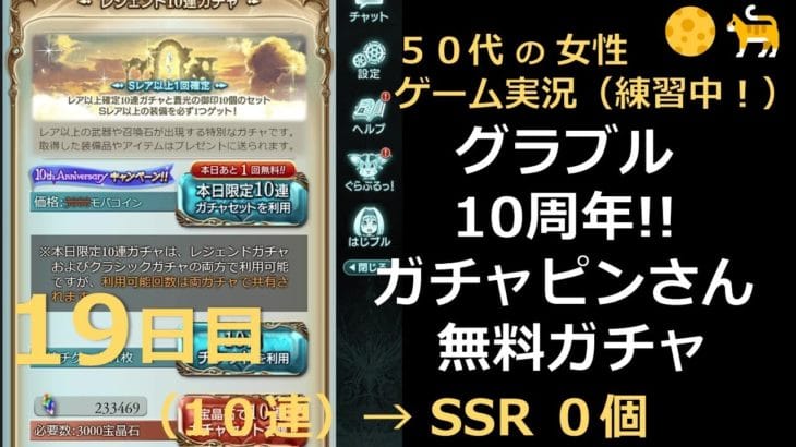 【グラブル】２０２４年１０周年アニバーサリー　無料ガチャ　１９日目