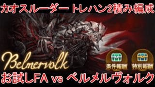 【グラブル】カオスルーダー トレハン2積み編成 ソロ フルオート vs ベルメルヴォルク【水属性】